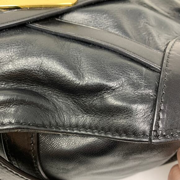 Burberry Bridle Dutton Hobo Bag Leather Double Belted Gold Buckle Black - Picture 6 of 15